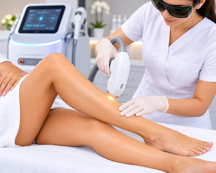 Practitioner performing Laser Hair Removal